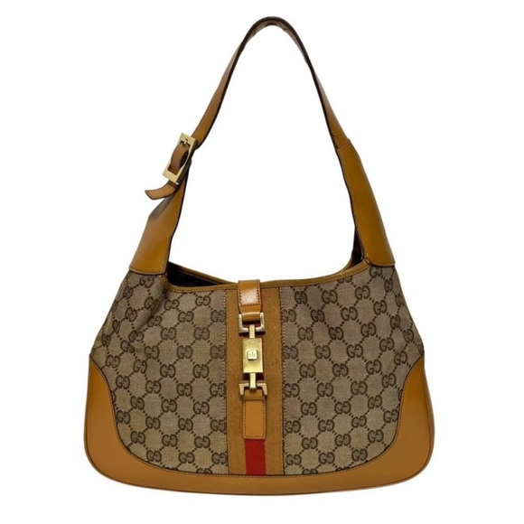 Gucci Tan and Brown Monogram Shoulder Bag - Picture 1 of 9